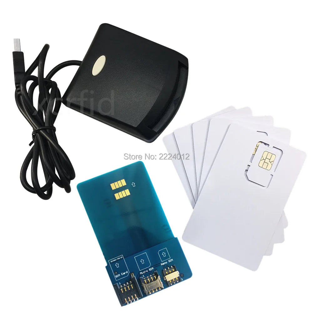 LTE WCDMA ICCID SIM USIM 4G secure card reader writer programmer with 5pcs blank programable card +SIM personalize tools