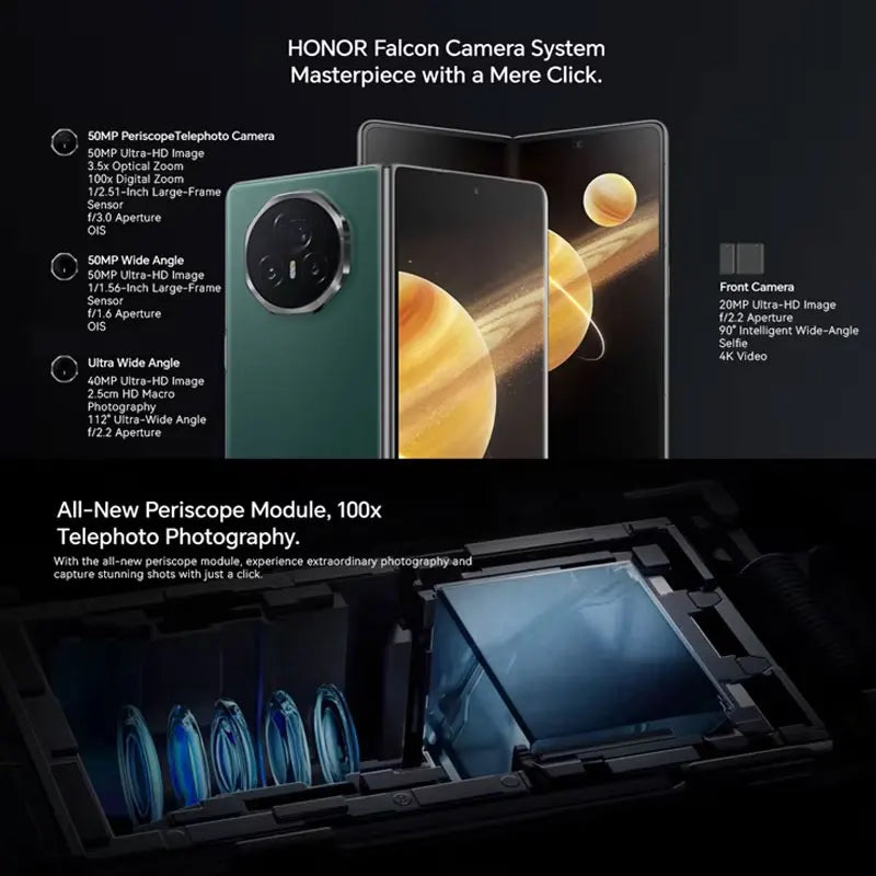 Honor Magic V3 5G Foldable phone LTPO AMOLED 120Hz Display 7.92" 50MP Triple Cameras Snapdragon 8 Gen 3 5150mAh 66W Smartphone