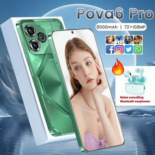 New Cellphones Pova6 Pro 7.3 Inch 4G 5G Original Smartphone 6800mAh Cell Phone Android 13 Global Version Smart Mobile Phones