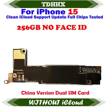 Update iOS System Logic Board For iPhone 15 Pro Max With Face Id Full Chips iCloud Off Dual Sim Motherboard Full Tested Chips